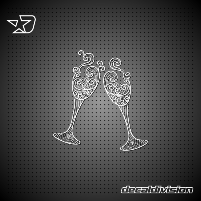 Decorative Wine Glasses Sticker